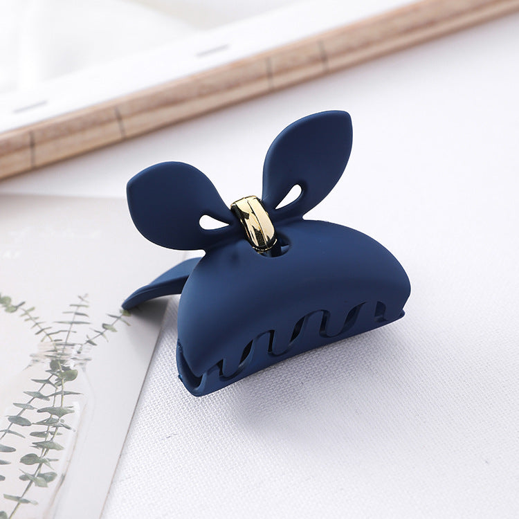 Bow resin grip clip solid color matte rabbit ears hair clip