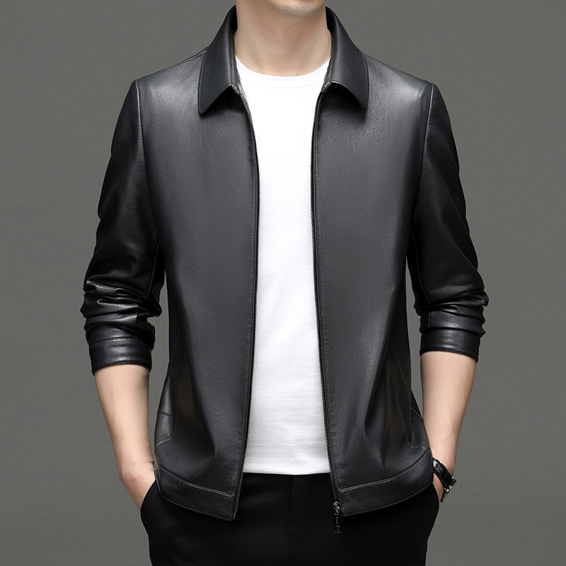 Men's Sheepskin Turn-down Collar Coat