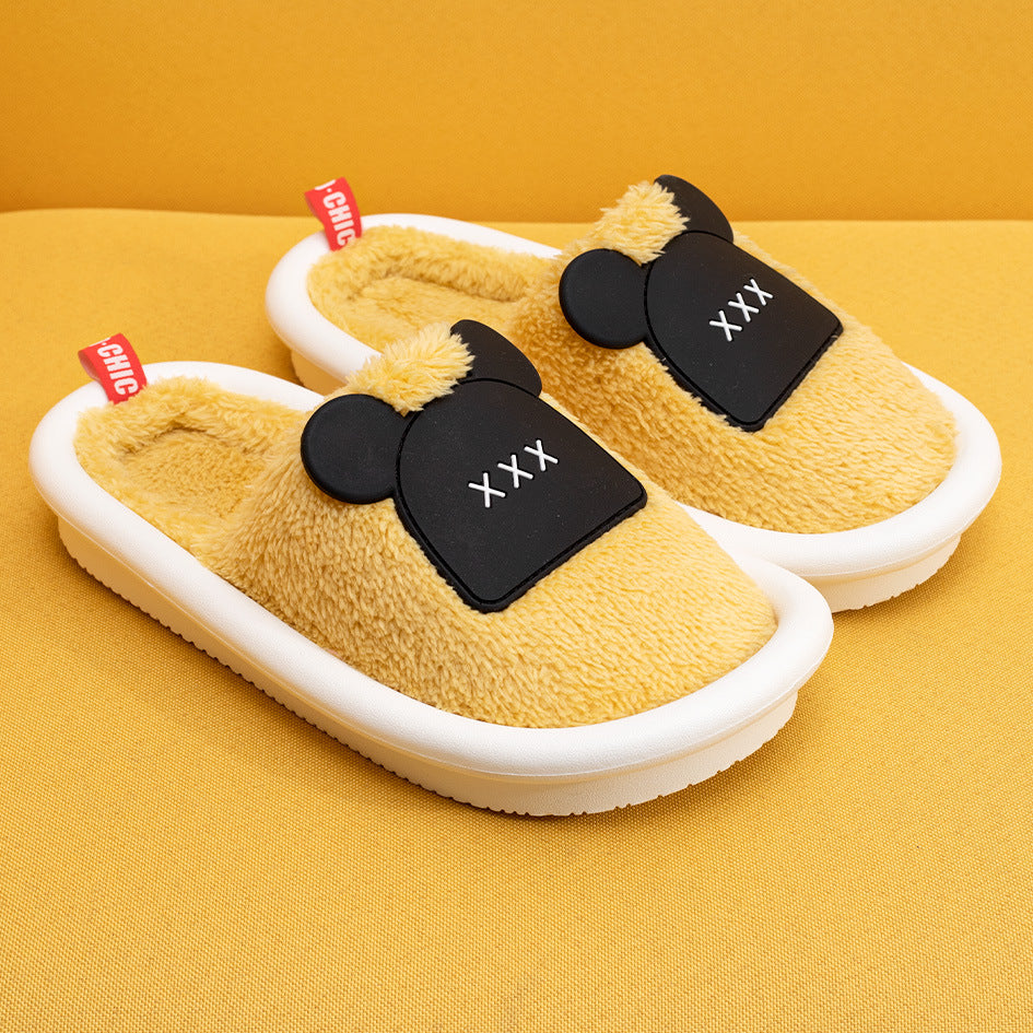 Cartoon couple warm Baotou cotton tow male autumn