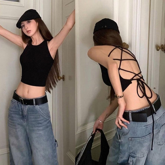 Sleeveless Strap Bare Back Short Hot Girl Camisole