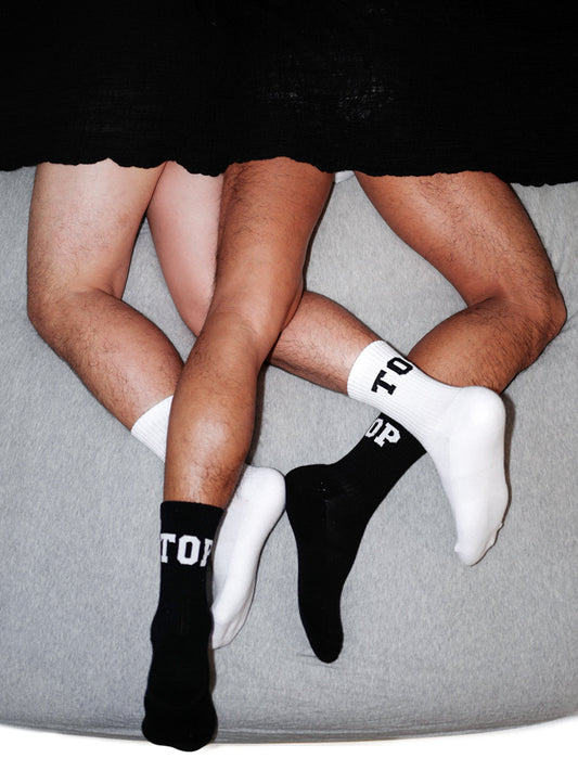 Men's white and black TOP plain sports socks