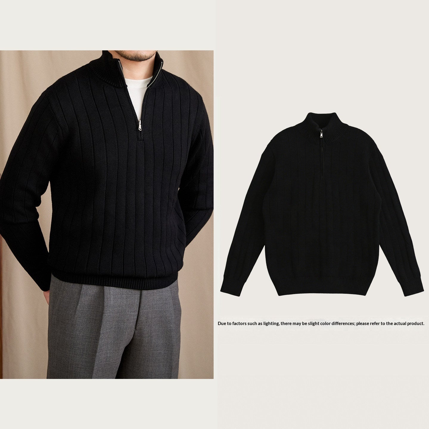 Men's Half-high Collar Zipper Sweater