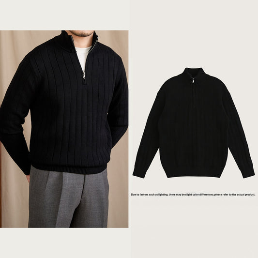 Men's Half-high Collar Zipper Sweater