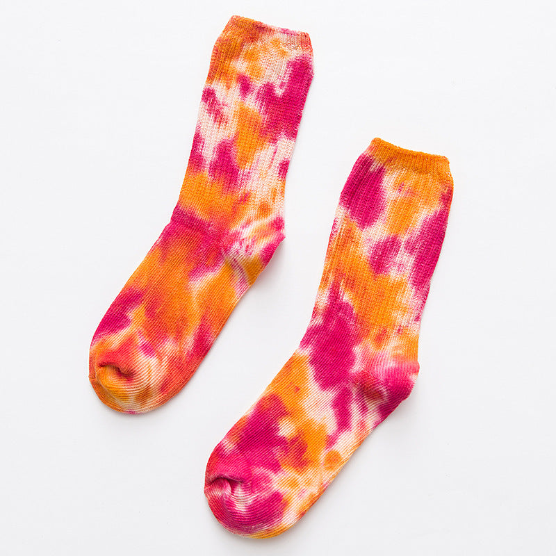 Tie-dye ethnic style piled socks