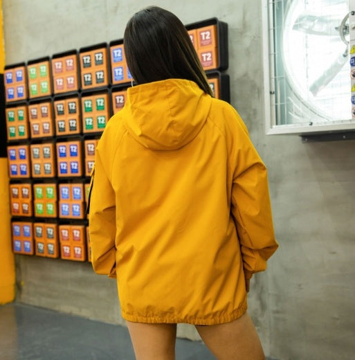 Hooded windbreaker jacket multi-bag tooling