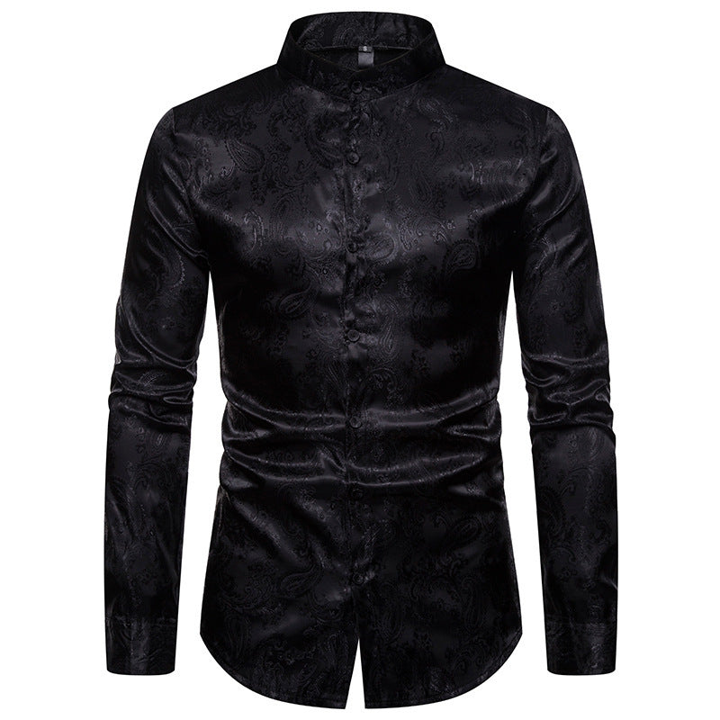 Men's New Cashew Flower High-end Lapel Long-sleeved Shirt