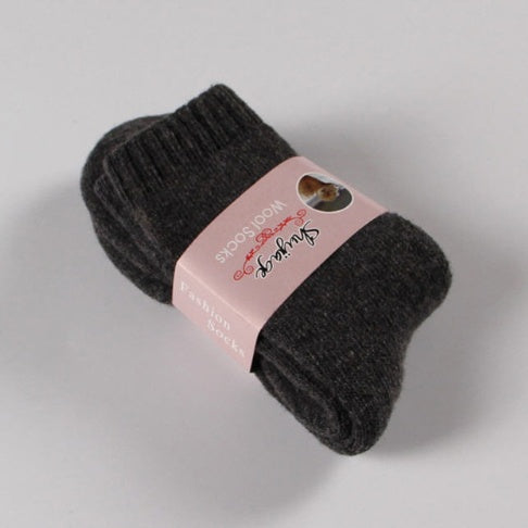 Autumn and winter new ladies rabbit wool socks women's tube socks Terry thick socks warm solid color pull socks