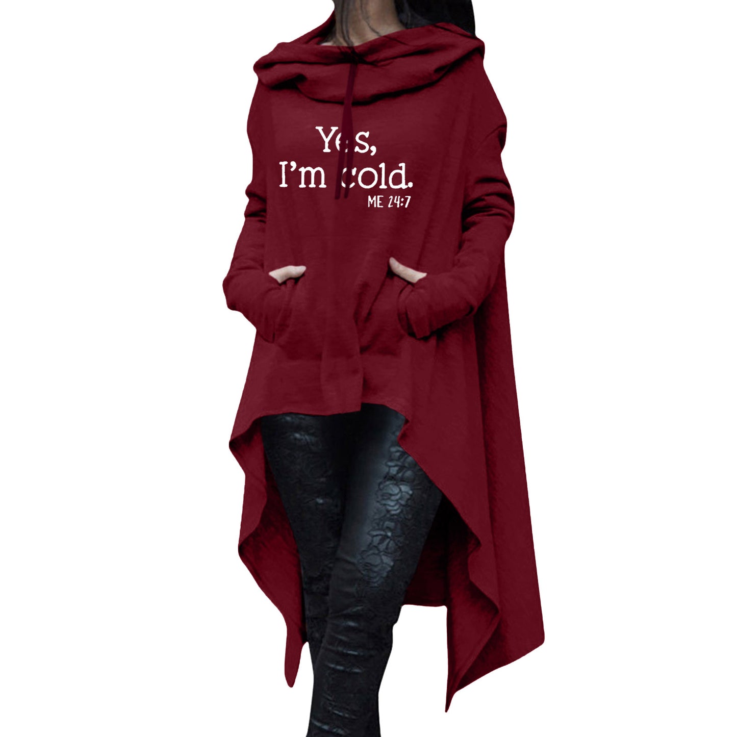 Efterår og vinter mellemlang hættetrøje med Halloween-print, afslappet top i plus size