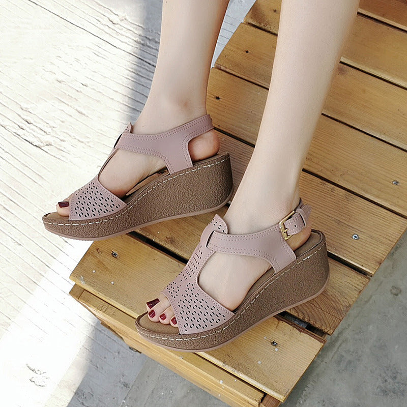 Wedge heel shoes ethnic style Bohemia style
