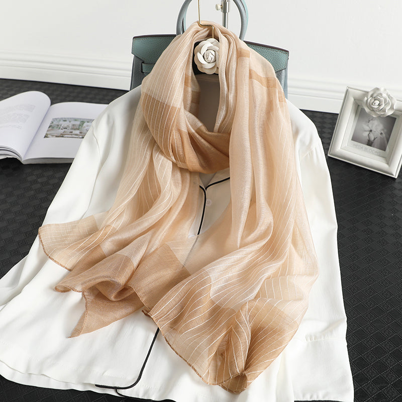 Silk wool blended scarf all-match gauze shawl Korean bib