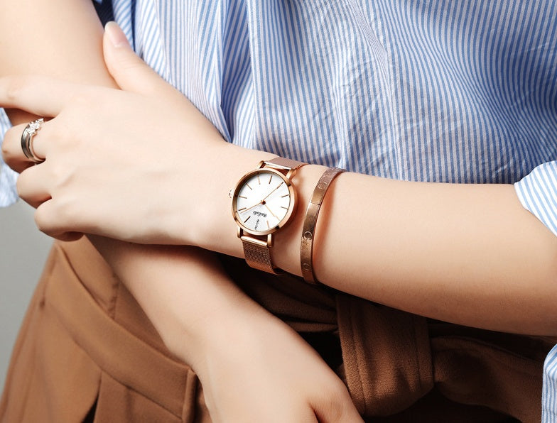 Mesh belt quartz watch
