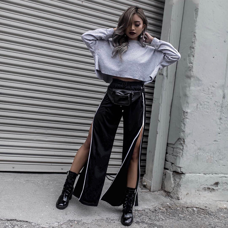 Side Striped Wide Leg Pants