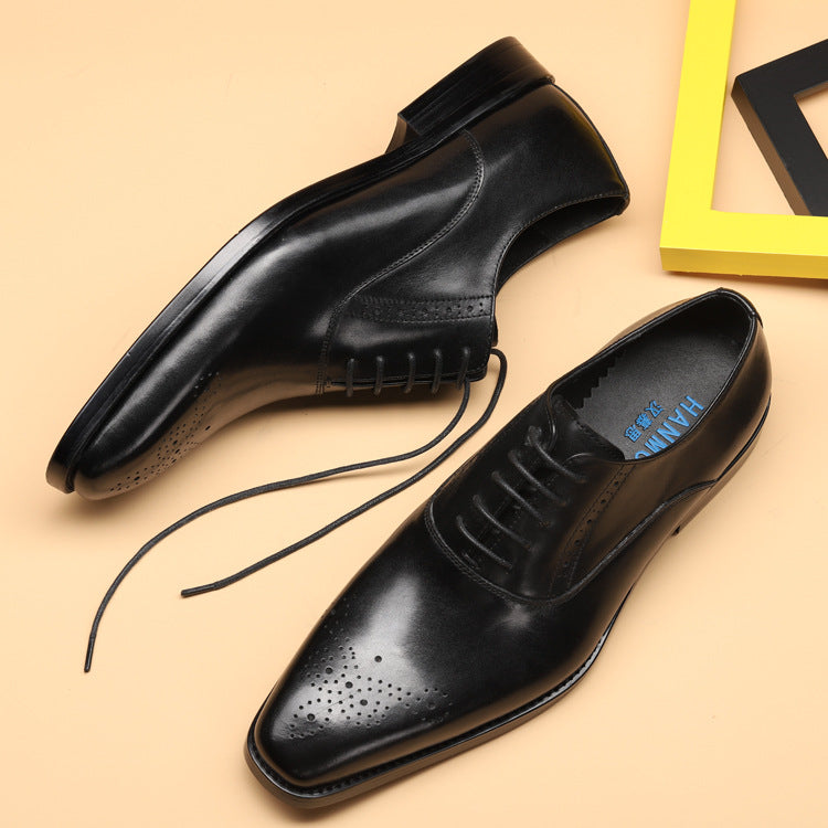 Business Men's Shoes Bullock Pointed Cattle Shoes