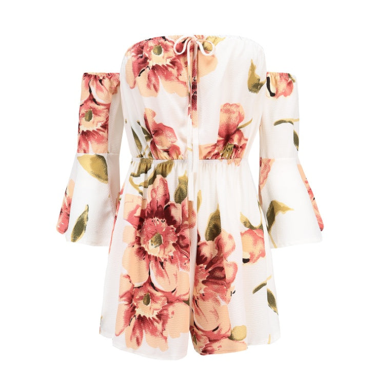 Off-Shoulder Printing Jumpsuit