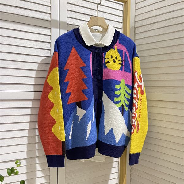 Double Layer Brocade Sweater Coat For Women