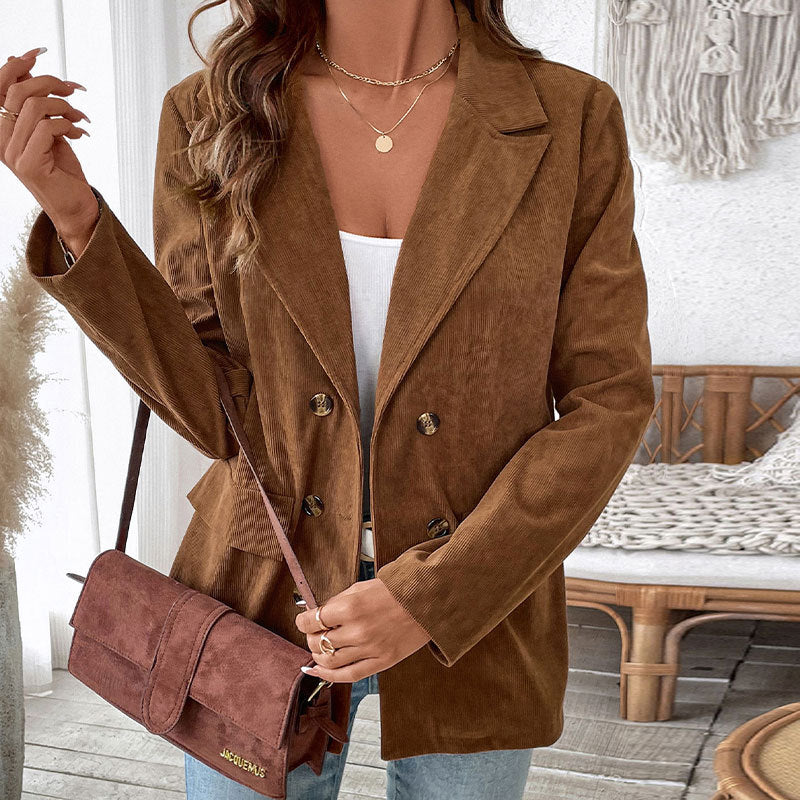 European And American Autumn And Winter Women's Solid Color Corduroy Suit Jacket Women