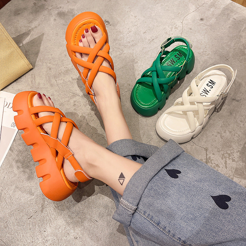 Kvinders Nye Sport Casual Og Alsidige Muffin Sandaler Med Tyk Bund