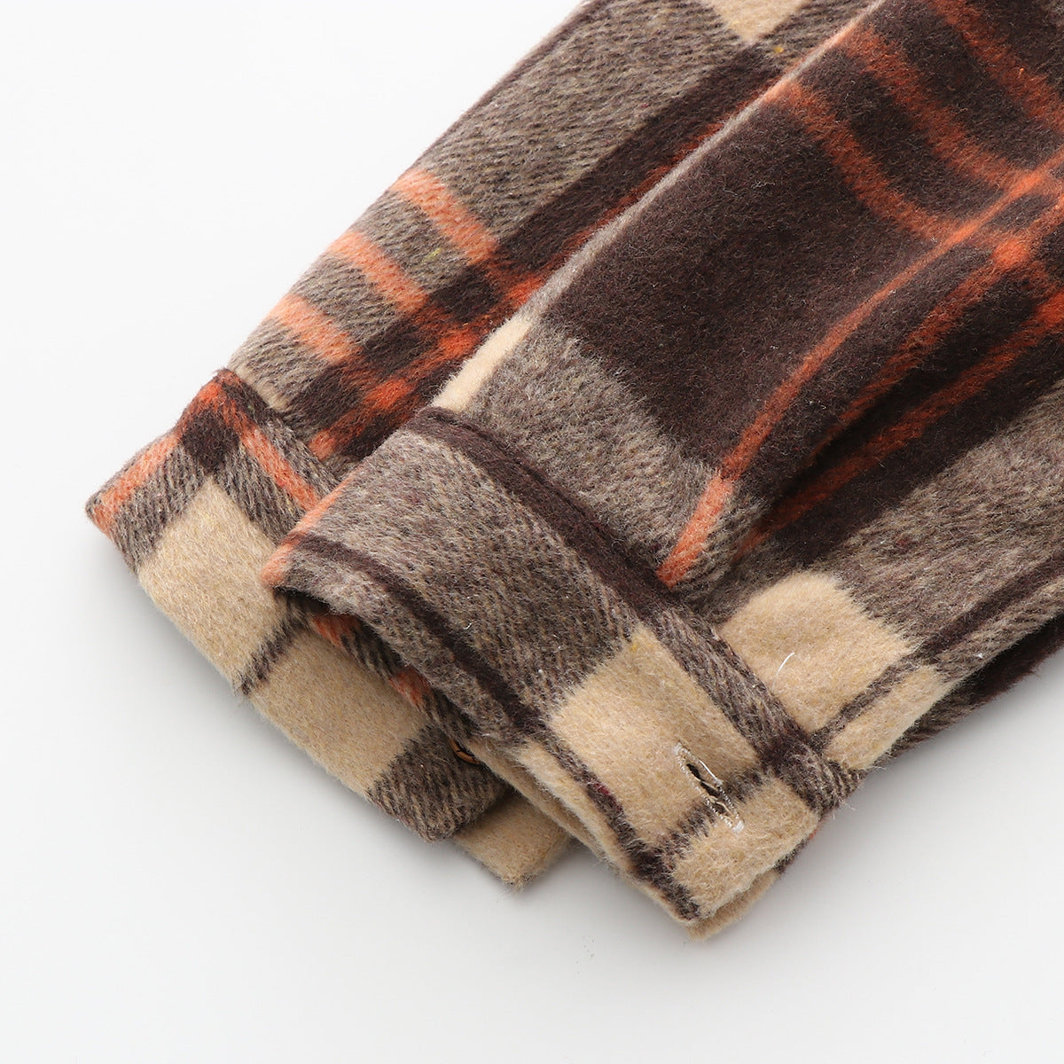 Women's Casual Small Plaid Woolen Fleece Shirt