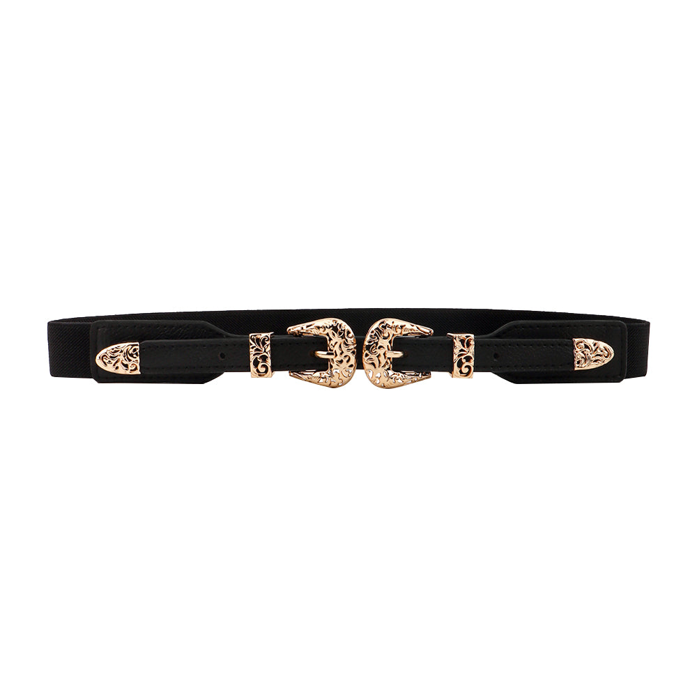 Retro Women's Thin Black Belt Decorative Coat Skirt Coat Fashion Hollowed Out Senior Sense Belt