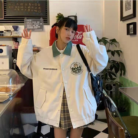 Loose Student Bf American Retro Baseball Jacket Tide