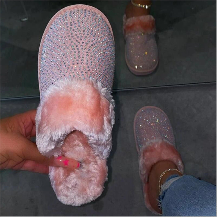 One-step home plush cotton slippers