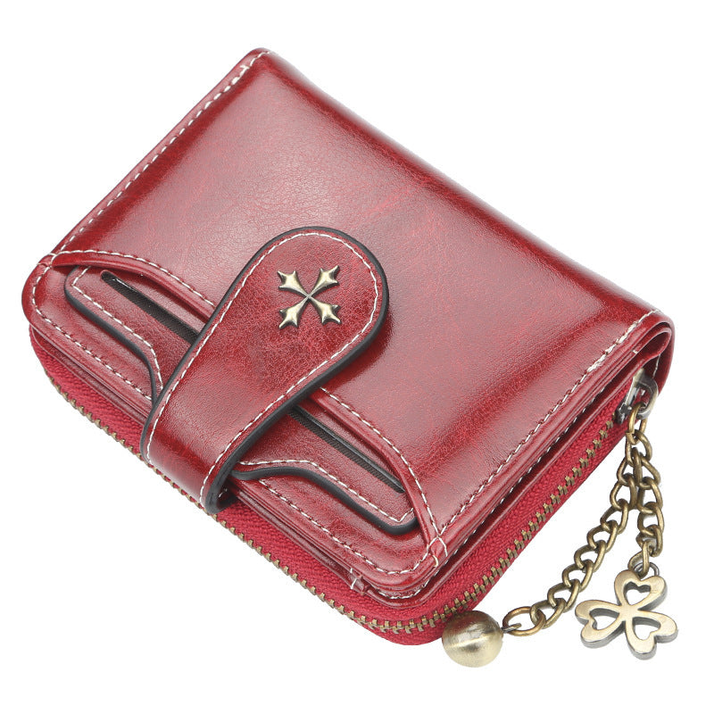 Ladies wallet tassel zipper buckle