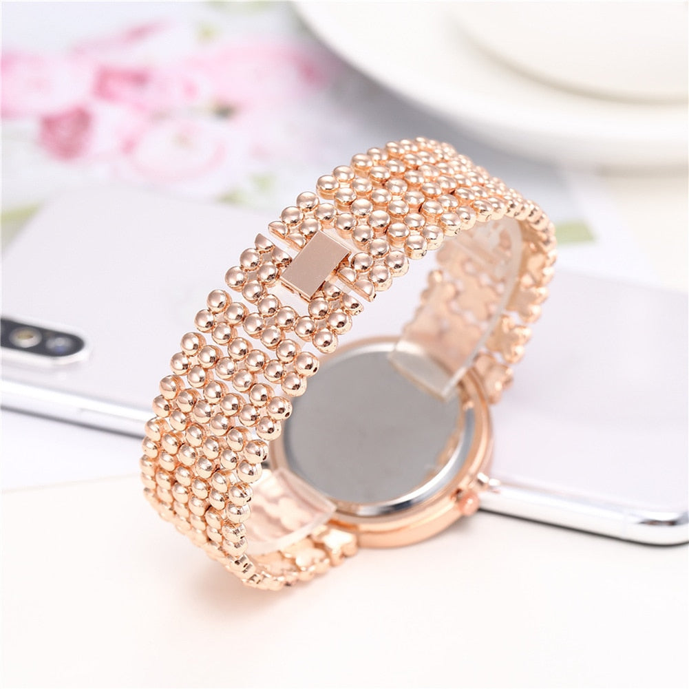 Amazon hot mode rhinsten sandpapir damer legering ur Europa og USA populære armbånd armbånd modeur