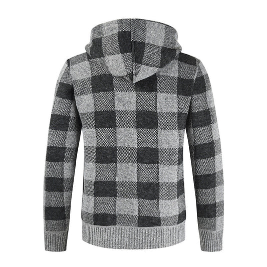 Men's velvet padded cardigan hooded sweater