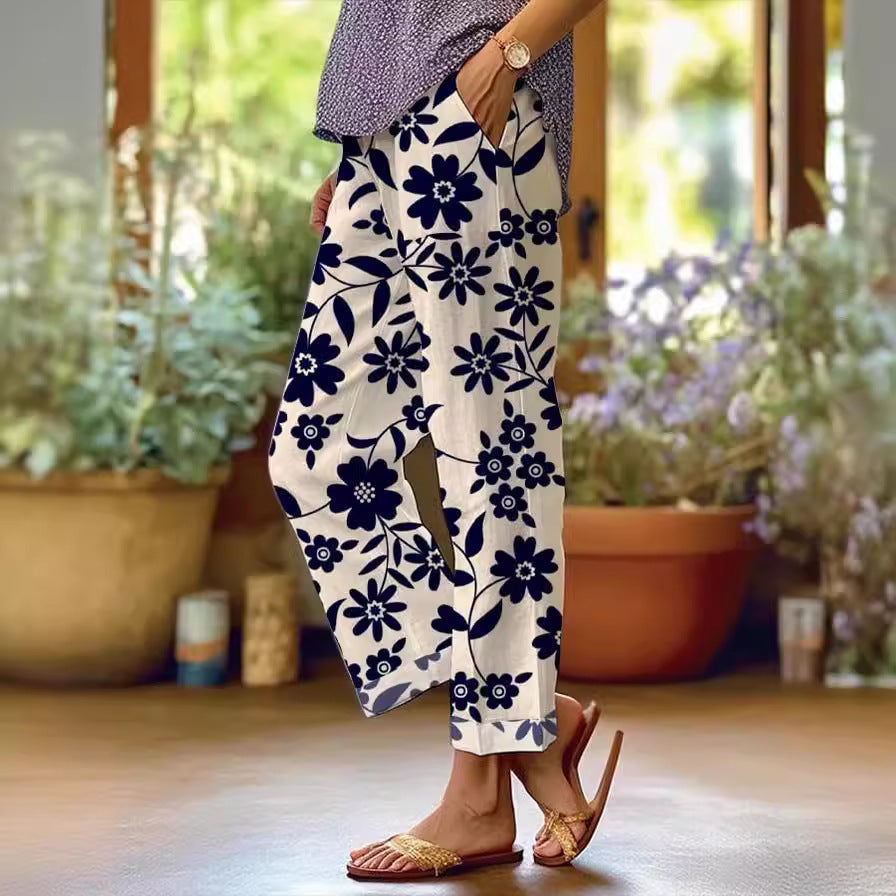 New Temperament Commute 3D Digital Printing Simple Rag-eared Casual Pants Printable