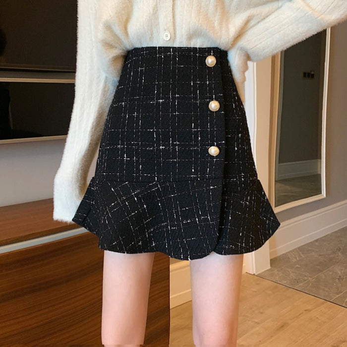 Thin a-line bag hip skirt ruffled fishtail skirt