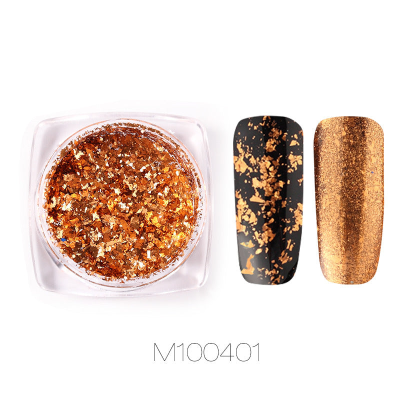 Gold and silver electroplated metal nail powder