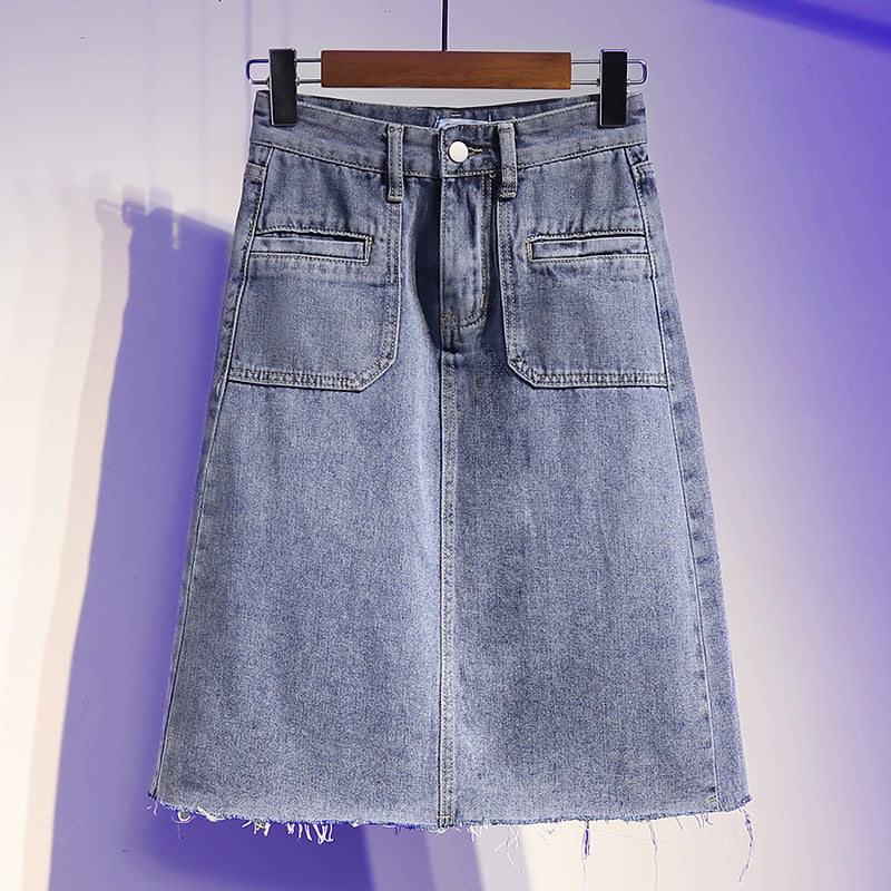 Denim skirt women's mid-length Korean style loose