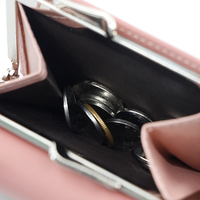 Womens Three-Fold Wallet With Hollowed-Out Heart Design