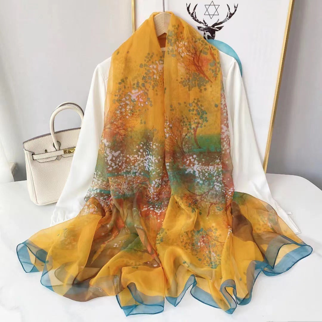 Yourou China Rose Printed Scarf