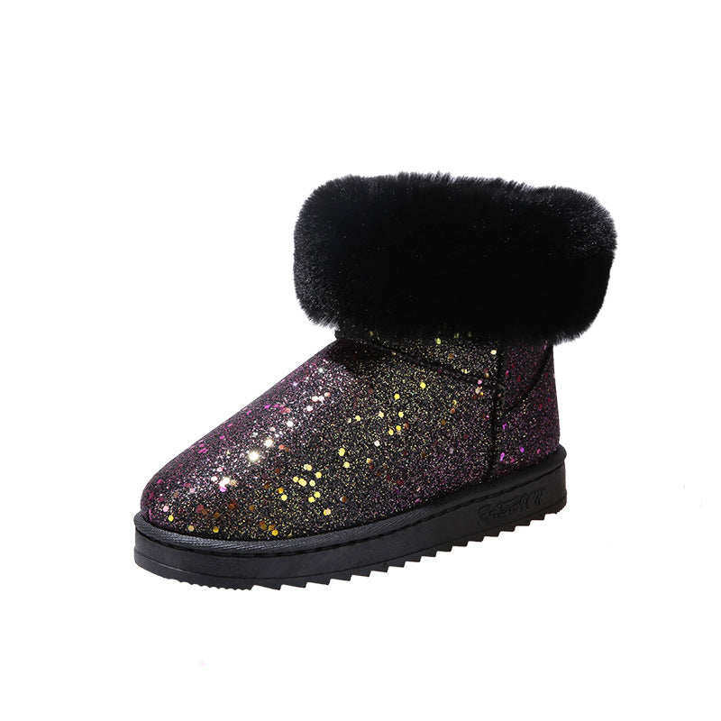 Round Toe Flat Heel Deep Mouth Short Snow Boots