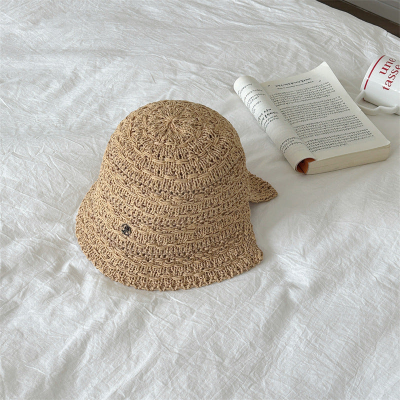 Summer Sun Hat Women's Woven Hollowed Travel Split Cap