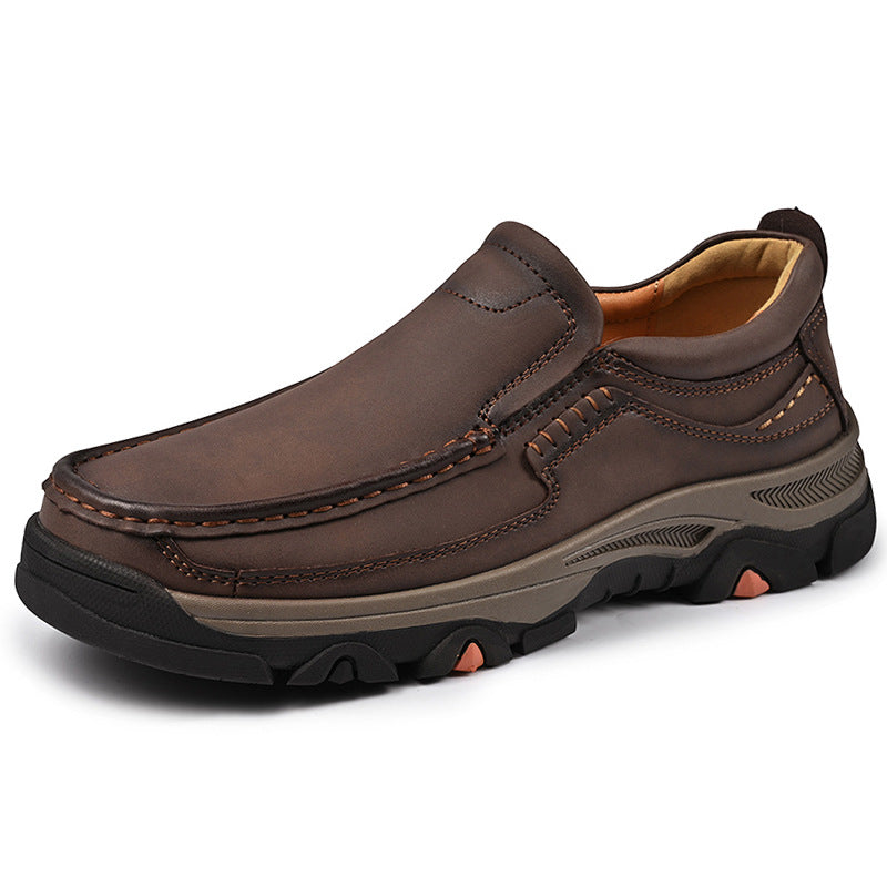 Mens Large-size Slip-on Lightweight Casual Leather Shoes