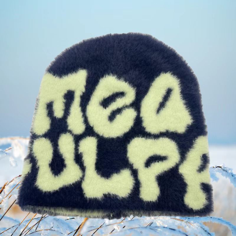 MEA Letter Jacquard Beanie Warm Knitted Hat