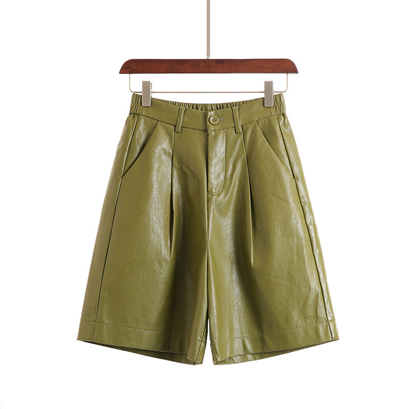Spring And Autumn New Women's Fashion PU Leather Shorts
