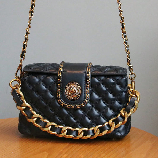 Stylish Solid-color High-end Diamond-quilted Crossbody Bag