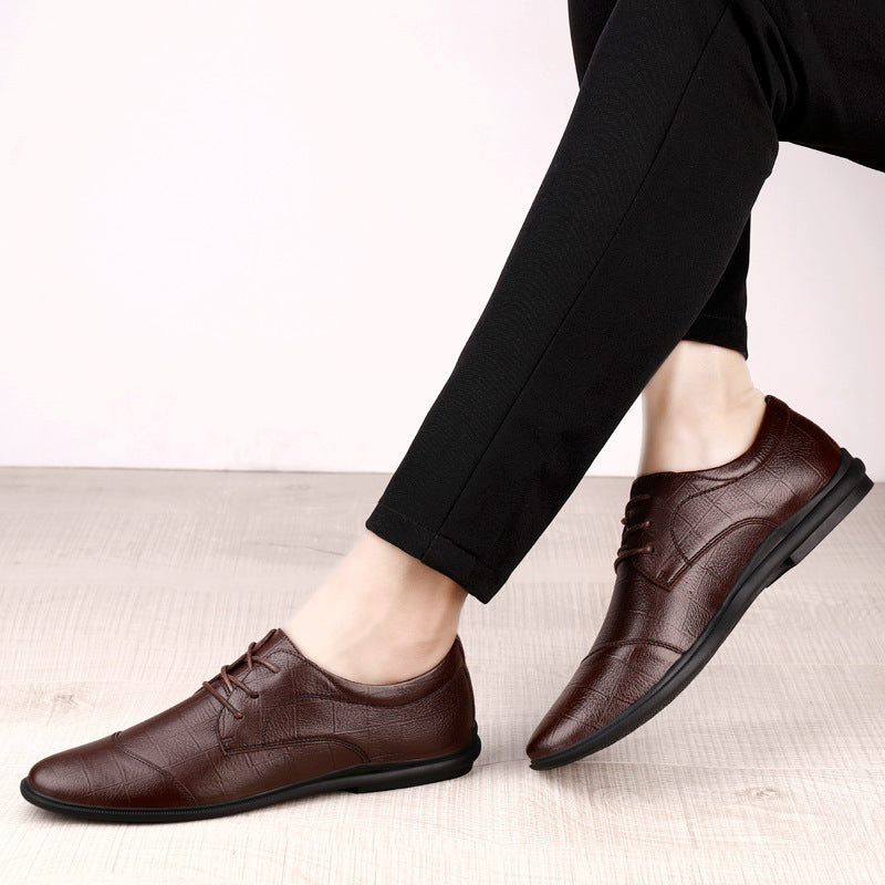 Casual Lace-up Head Layer Cowhide Men's Shoes