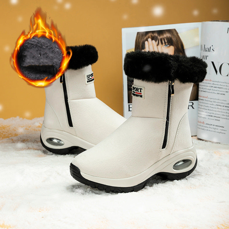 Short Tube Mid Heel Cotton Boots Warm Thick Soled Women's Fashion Boots