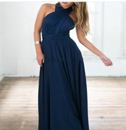Solid-color V-neck Crossover Dress