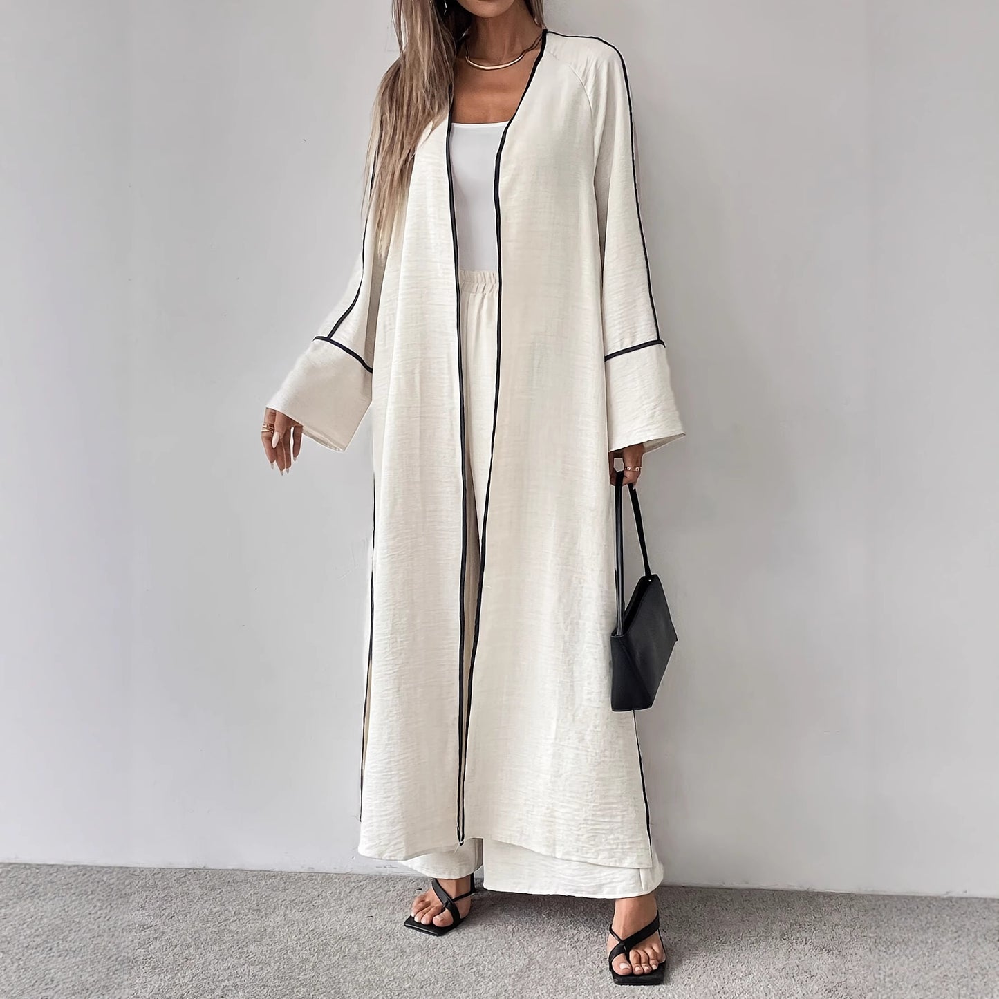 Moderigtig Elegant Enkel Langærmet Cardigan Til Kvinder, Lang Jakkesæt