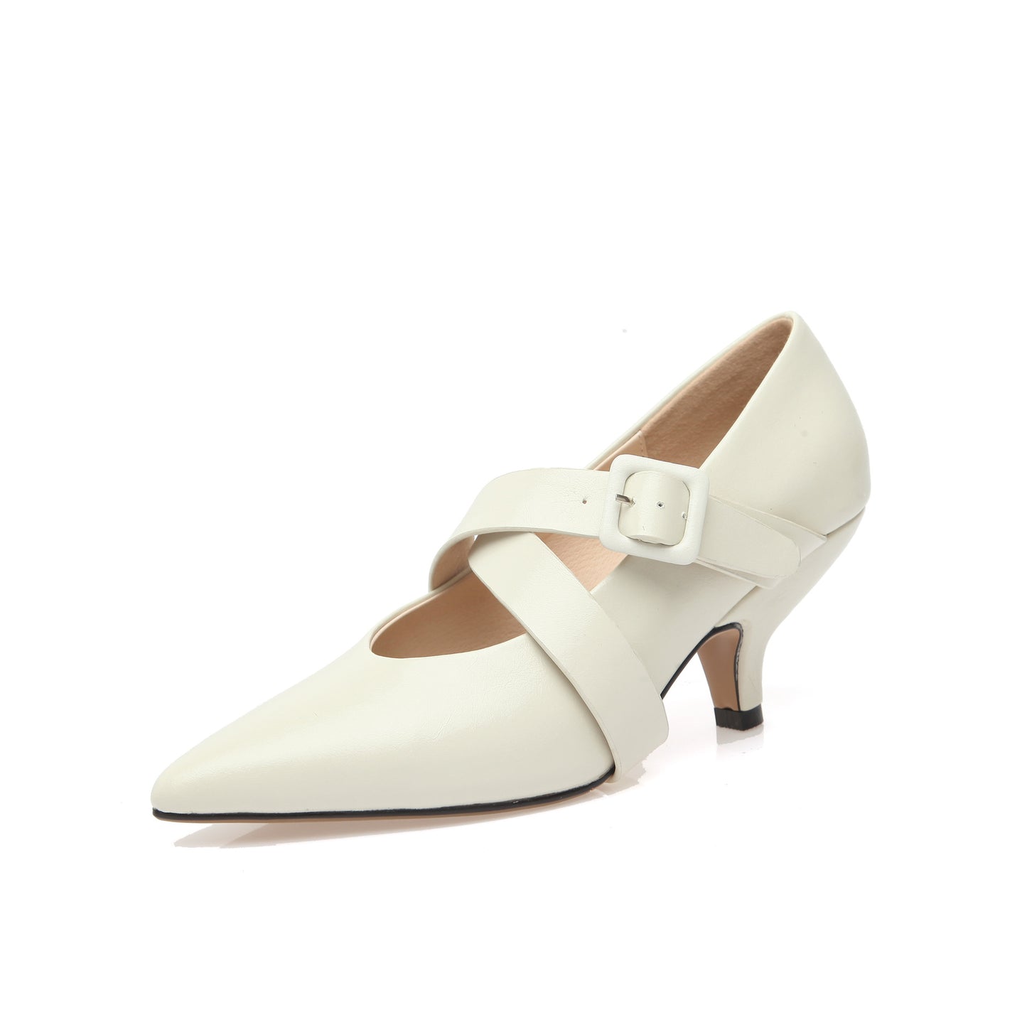 Buckle Can't Drop With Pointed Toe High-heeled Single Shoes Women