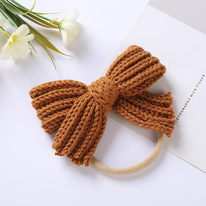 European And American Wool Bow Baby Nylon Hair Band
