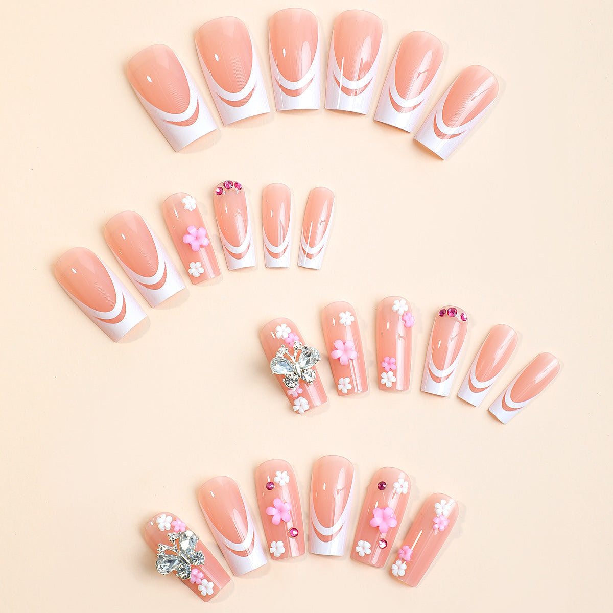 Women's Fashion French Style Bow Flower Nail Art