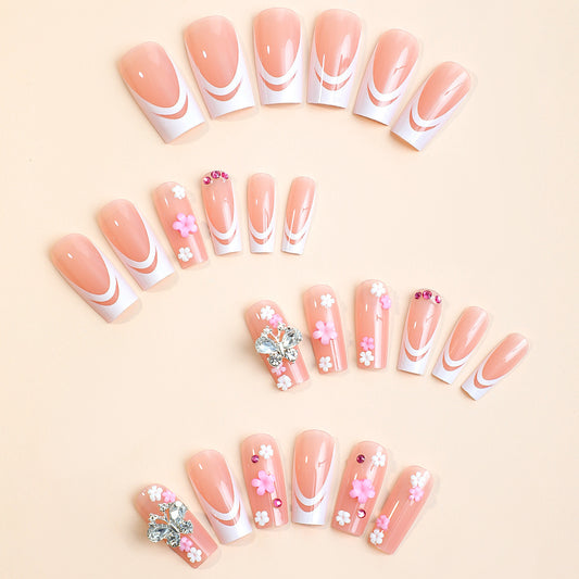 Women's Fashion French Style Bow Flower Nail Art
