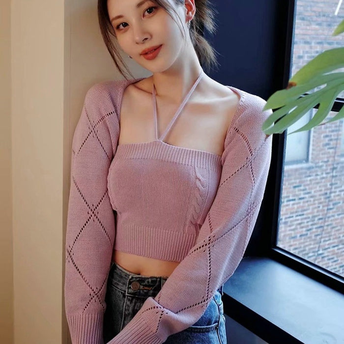 Hot Girl Design Knitted Slim High Waist Short Small Sling