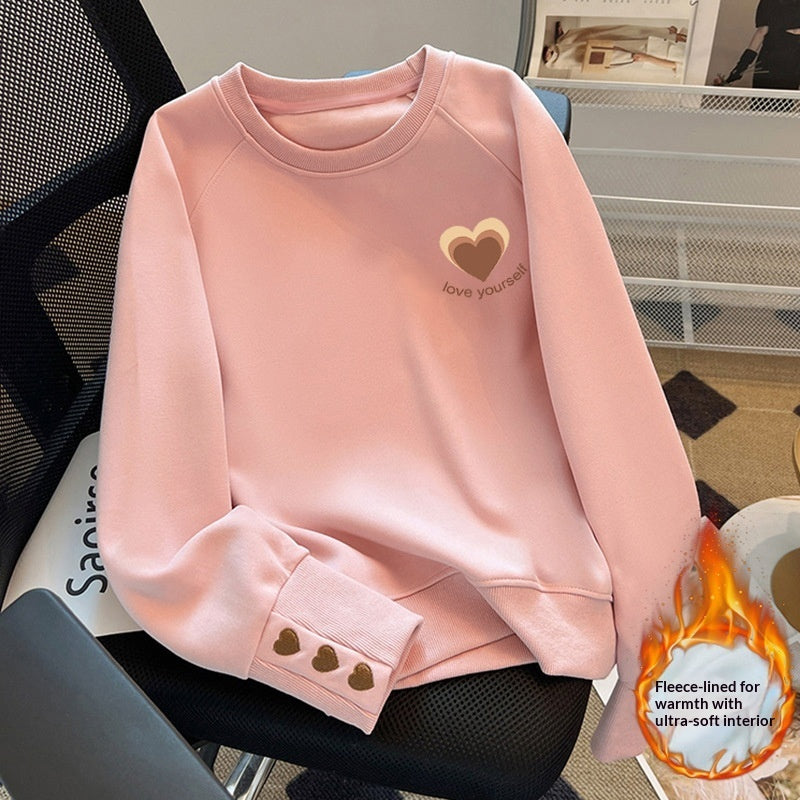 Loose-fitting Casual Pullover Base Layer With Fleece Lining For Warmth